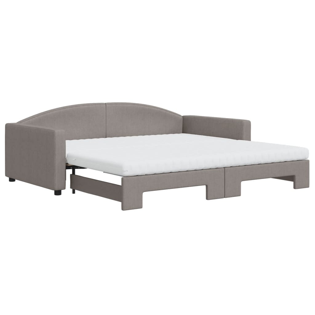 vidaXL Sofa rozsuwana z materacami, kolor taupe, 100x200 cm, tkanina