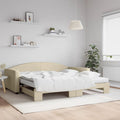 vidaXL Sofa rozsuwana z materacami, kremowa, 100x200 cm, tkanina