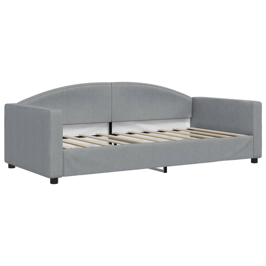 vidaXL Sofa rozsuwana z materacami, jasnoszara, 90x190 cm, tkanina