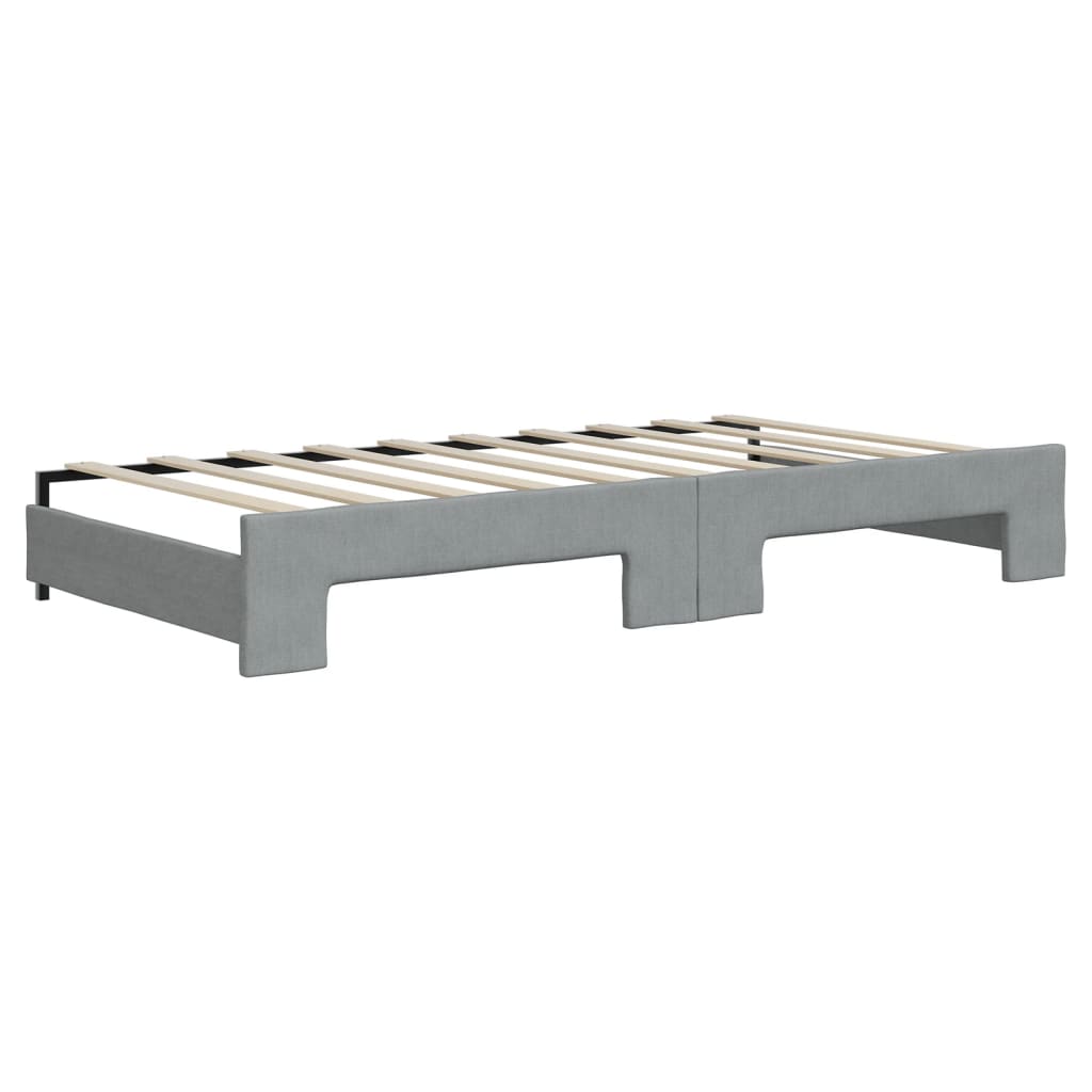 vidaXL Sofa rozsuwana z materacami, jasnoszara, 90x190 cm, tkanina