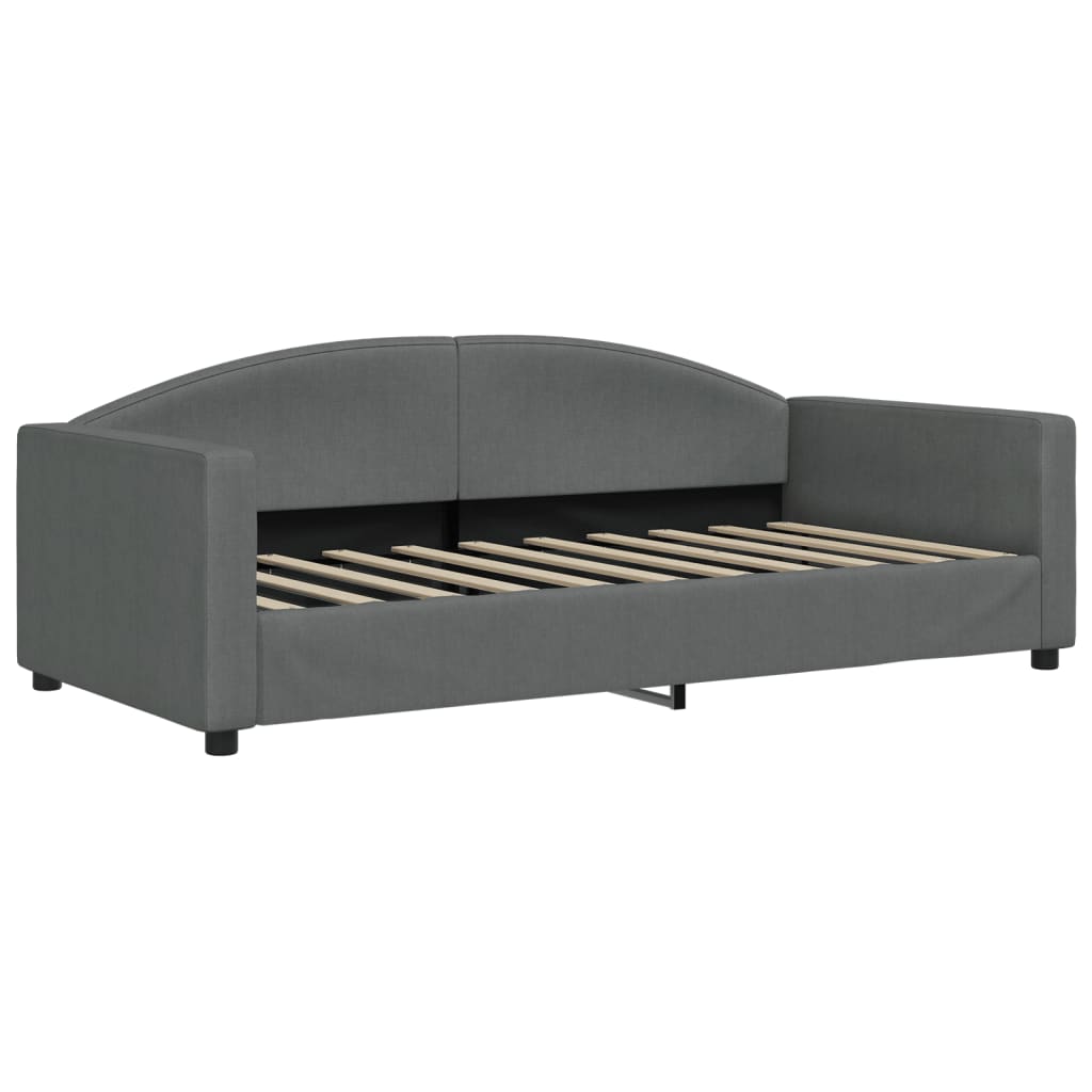 vidaXL Sofa rozsuwana z materacami, ciemnoszara, 90x190 cm, tkanina