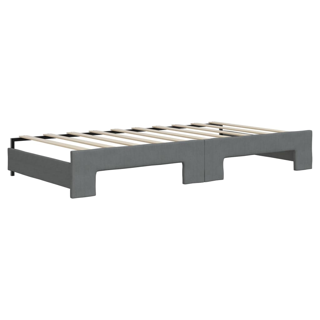 vidaXL Sofa rozsuwana z materacami, ciemnoszara, 90x190 cm, tkanina