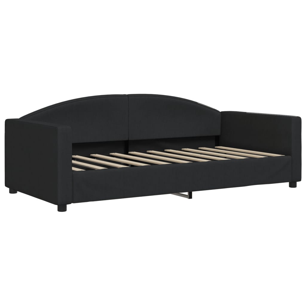 vidaXL Sofa rozsuwana z materacami, czarna, 90x190 cm, tkanina
