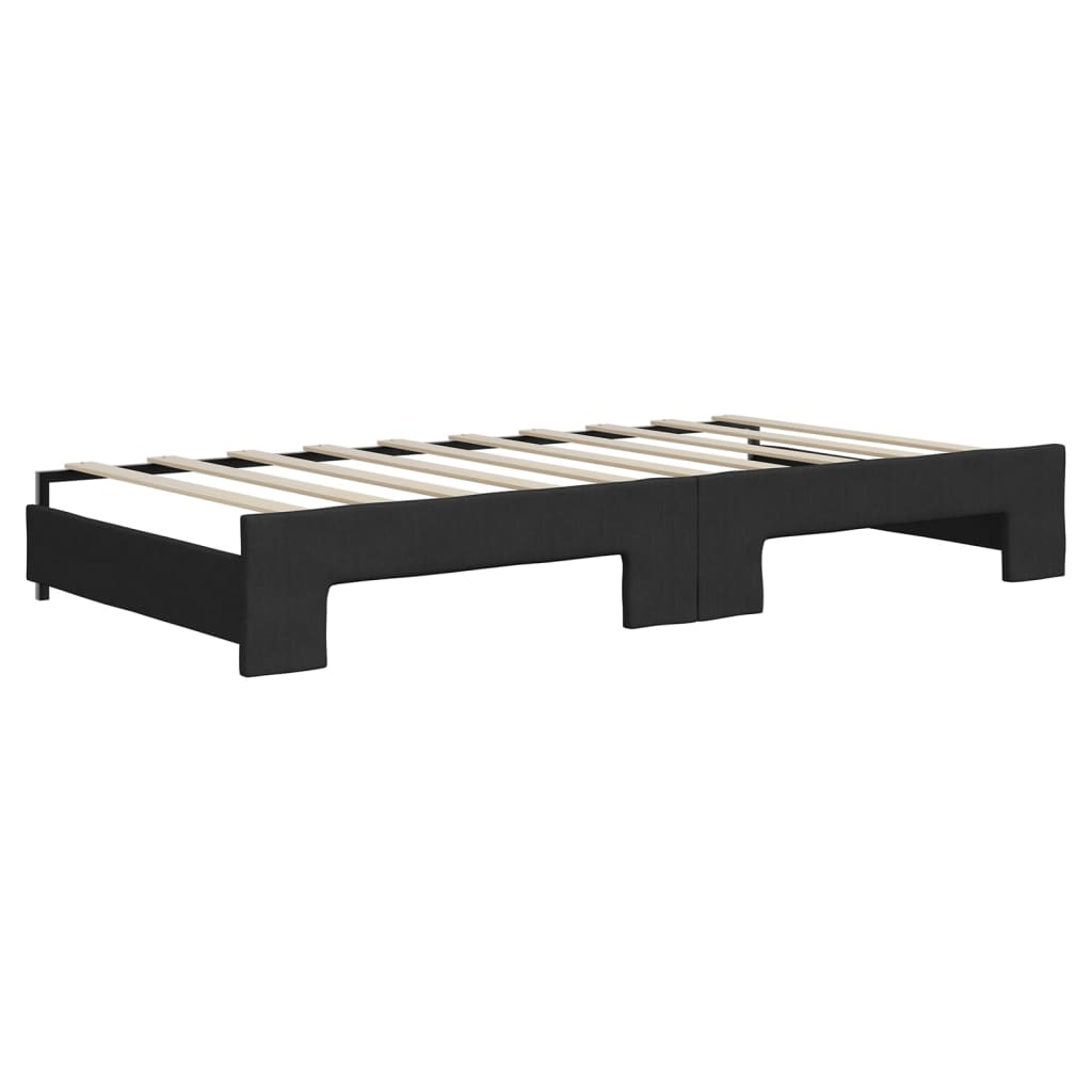 vidaXL Sofa rozsuwana z materacami, czarna, 90x190 cm, tkanina