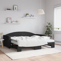 vidaXL Sofa rozsuwana z materacami, czarna, 90x190 cm, tkanina