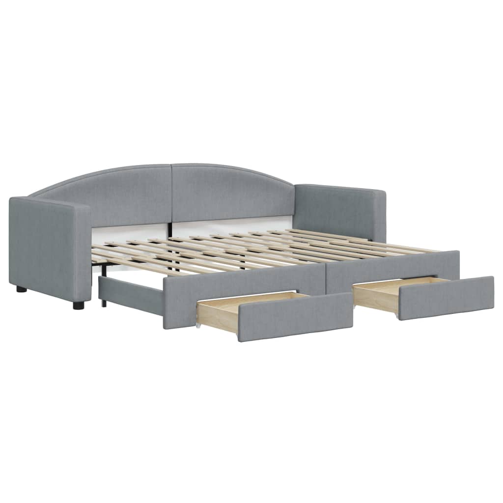 vidaXL Sofa rozsuwana z szufladami, jasnoszara, 80x200 cm, tkanina