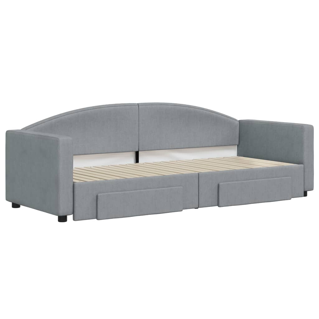 vidaXL Sofa rozsuwana z szufladami, jasnoszara, 80x200 cm, tkanina