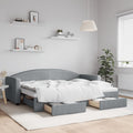 vidaXL Sofa rozsuwana z szufladami, jasnoszara, 80x200 cm, tkanina