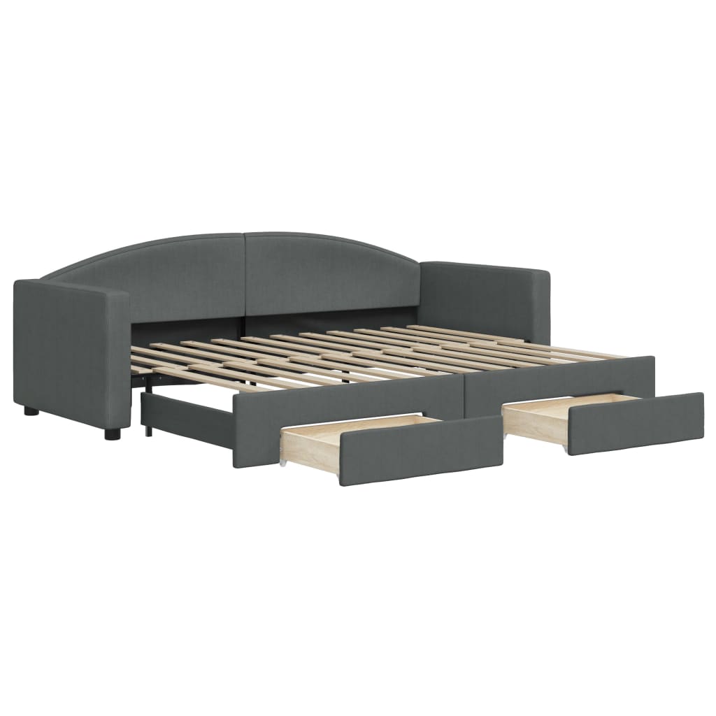 vidaXL Sofa rozsuwana z szufladami, ciemnoszara, 80x200 cm, tkanina