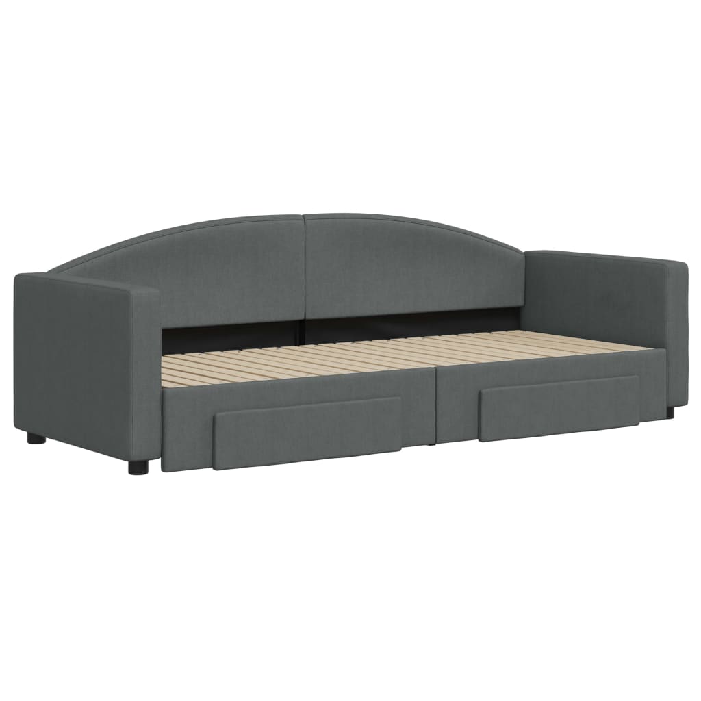 vidaXL Sofa rozsuwana z szufladami, ciemnoszara, 80x200 cm, tkanina