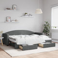 vidaXL Sofa rozsuwana z szufladami, ciemnoszara, 80x200 cm, tkanina