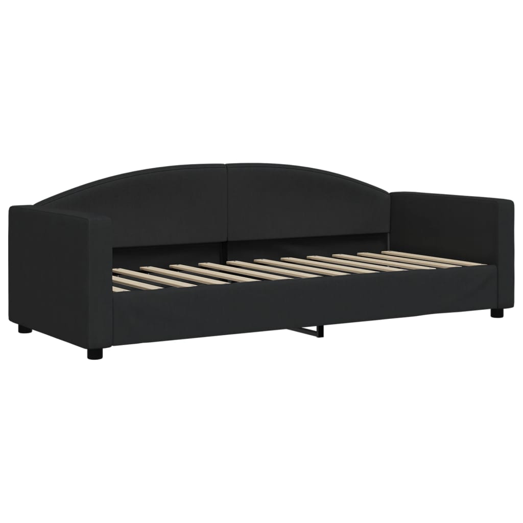 vidaXL Sofa rozsuwana z szufladami, czarna, 80x200 cm, tkanina