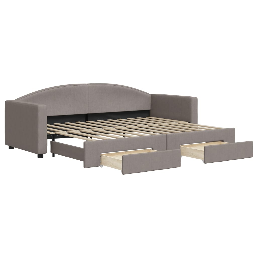vidaXL Sofa rozsuwana z szufladami, taupe, 80x200 cm, tkanina