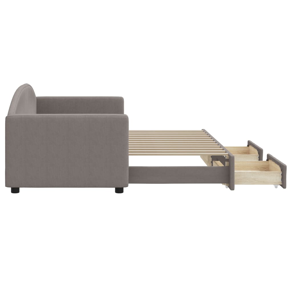 vidaXL Sofa rozsuwana z szufladami, taupe, 80x200 cm, tkanina