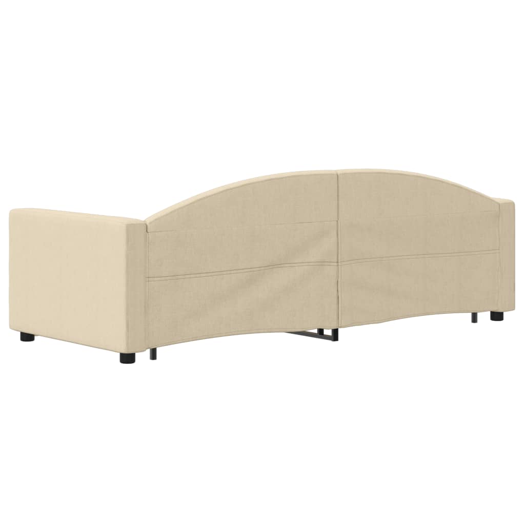 vidaXL Sofa rozsuwana z szufladami, kremowa, 80x200 cm, tkanina