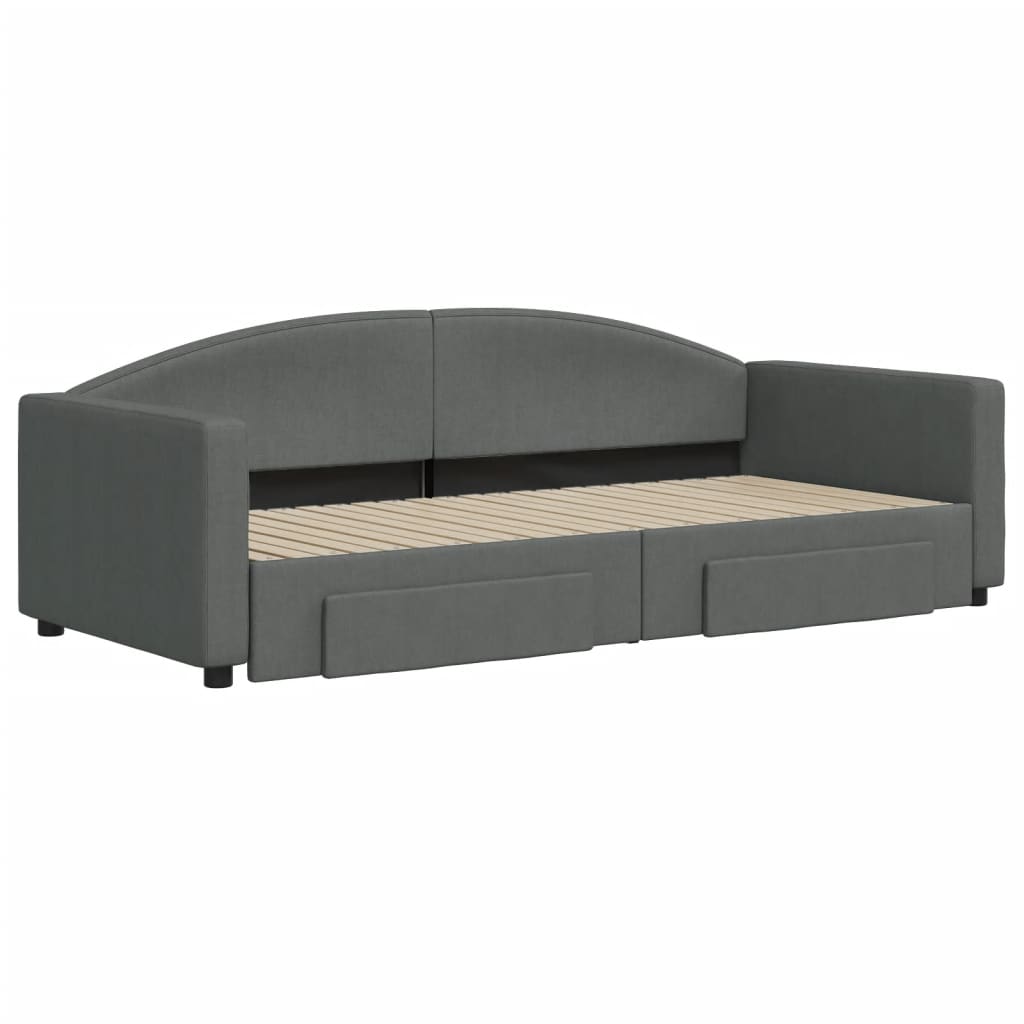 vidaXL Sofa rozsuwana z szufladami, ciemnoszara, 90x200 cm, tkanina