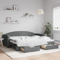 vidaXL Sofa rozsuwana z szufladami, ciemnoszara, 90x200 cm, tkanina