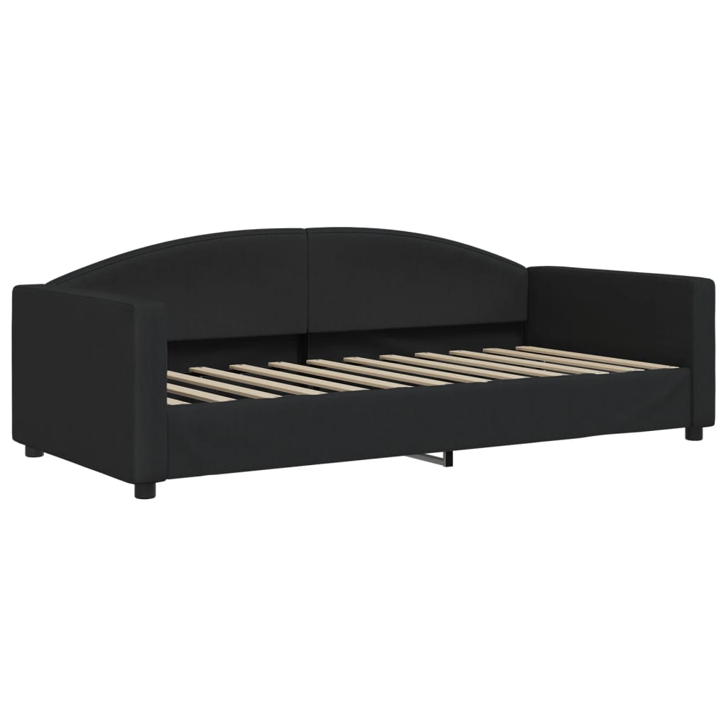 vidaXL Sofa rozsuwana z szufladami, czarna, 90x200 cm, tkanina