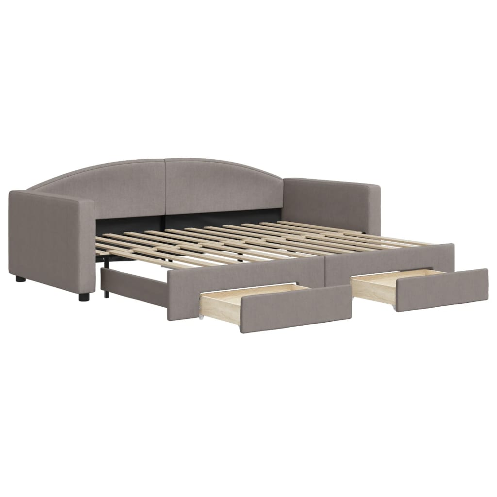 vidaXL Sofa rozsuwana z szufladami, taupe, 90x200 cm, tkanina
