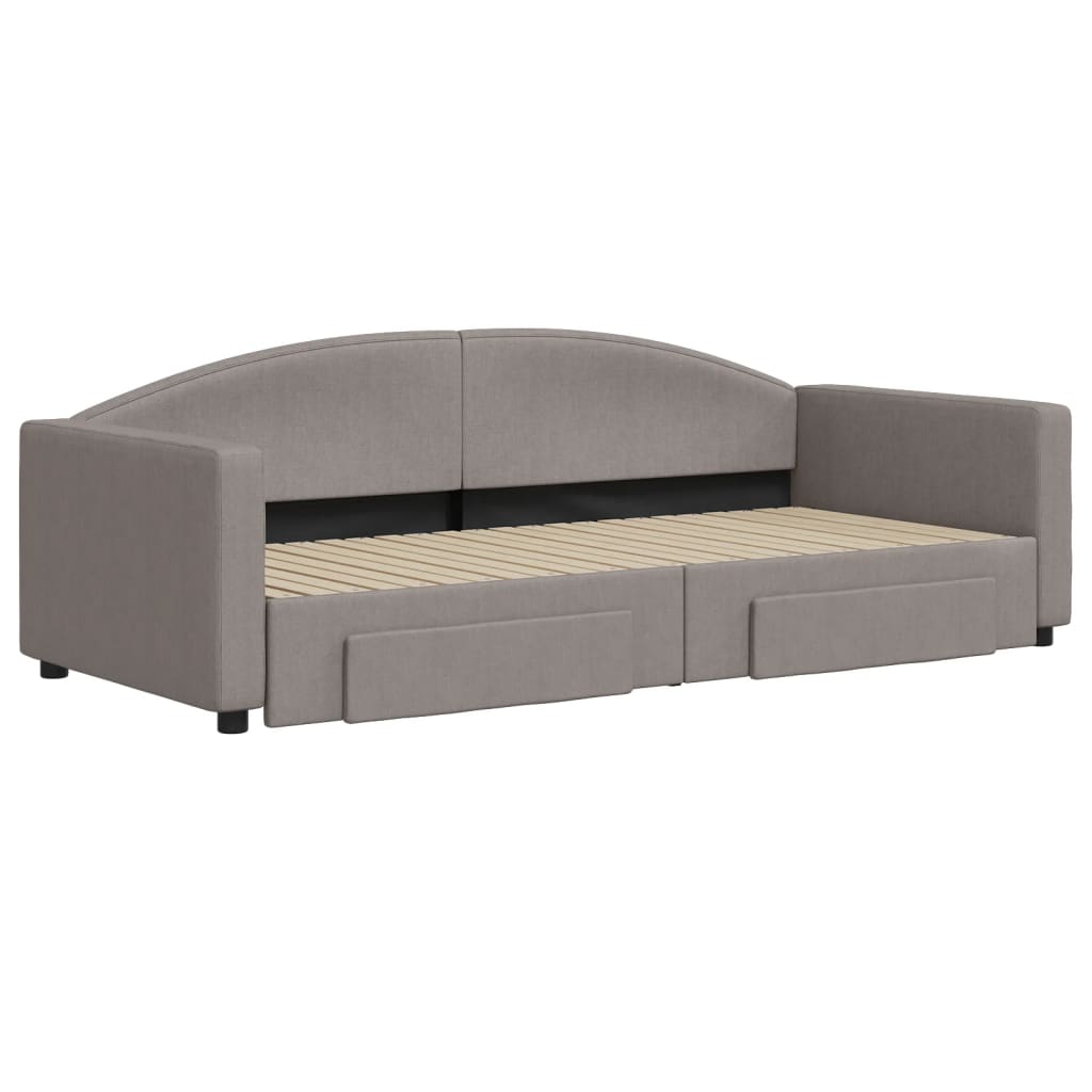 vidaXL Sofa rozsuwana z szufladami, taupe, 90x200 cm, tkanina