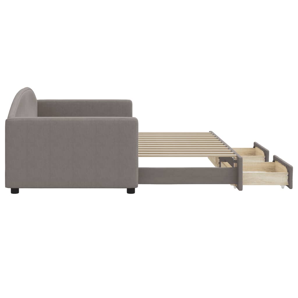 vidaXL Sofa rozsuwana z szufladami, taupe, 90x200 cm, tkanina