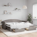 vidaXL Sofa rozsuwana z szufladami, taupe, 90x200 cm, tkanina