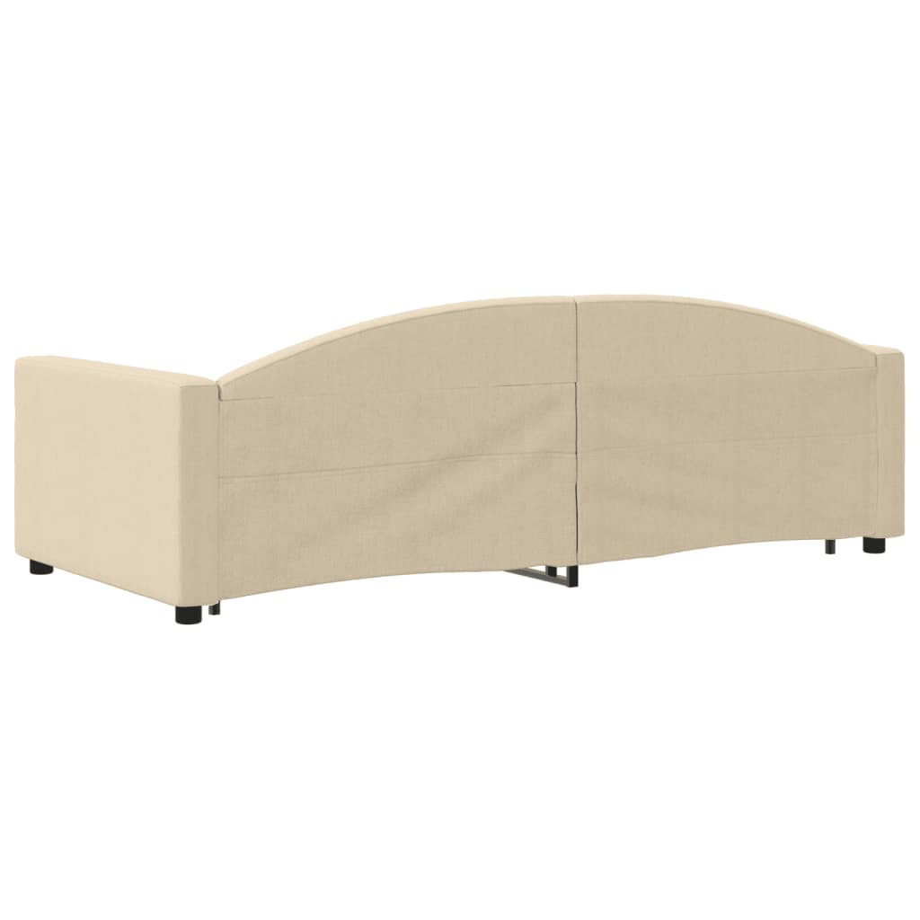 vidaXL Sofa rozsuwana z szufladami, kremowa, 90x200 cm, tkanina