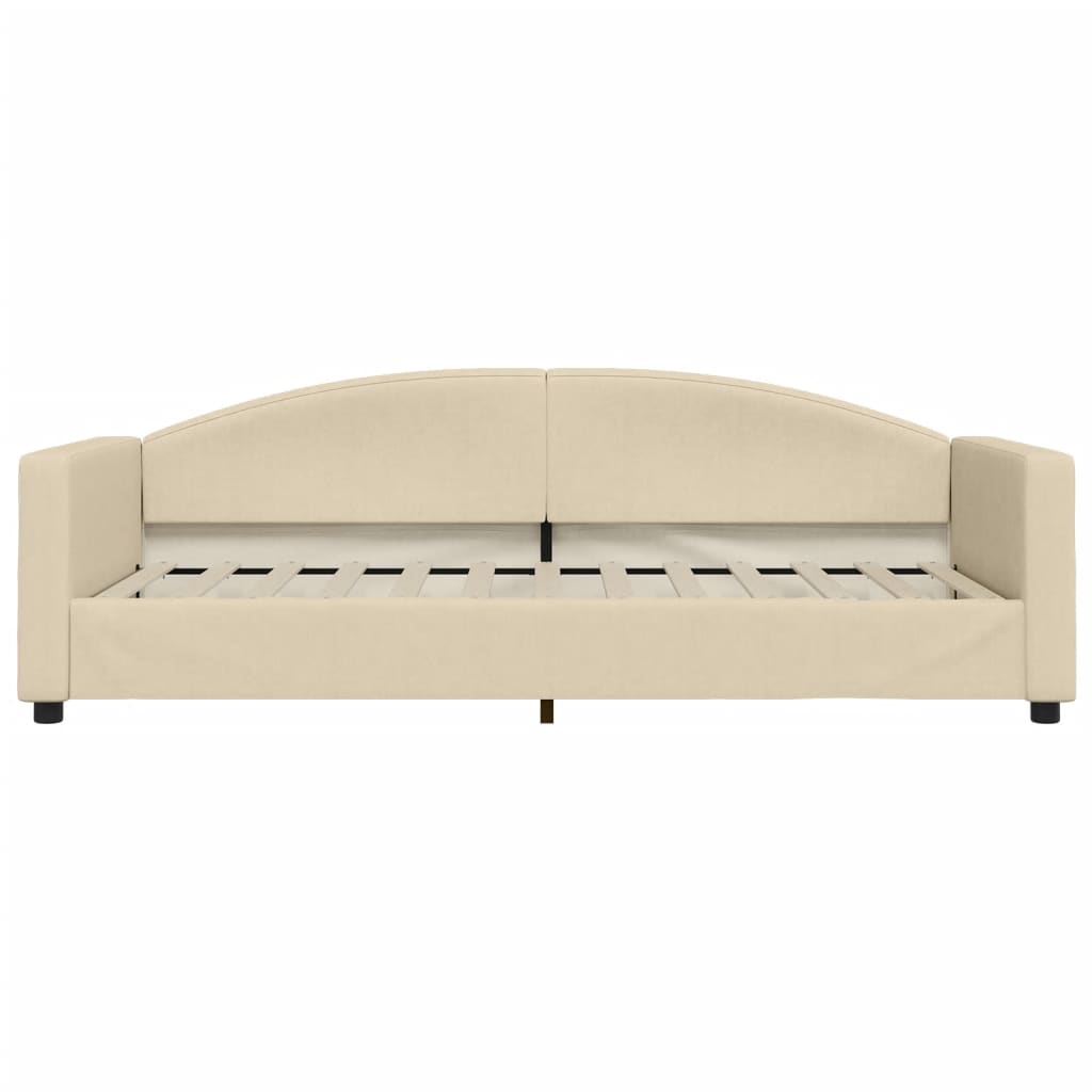 vidaXL Sofa rozsuwana z szufladami, kremowa, 90x200 cm, tkanina