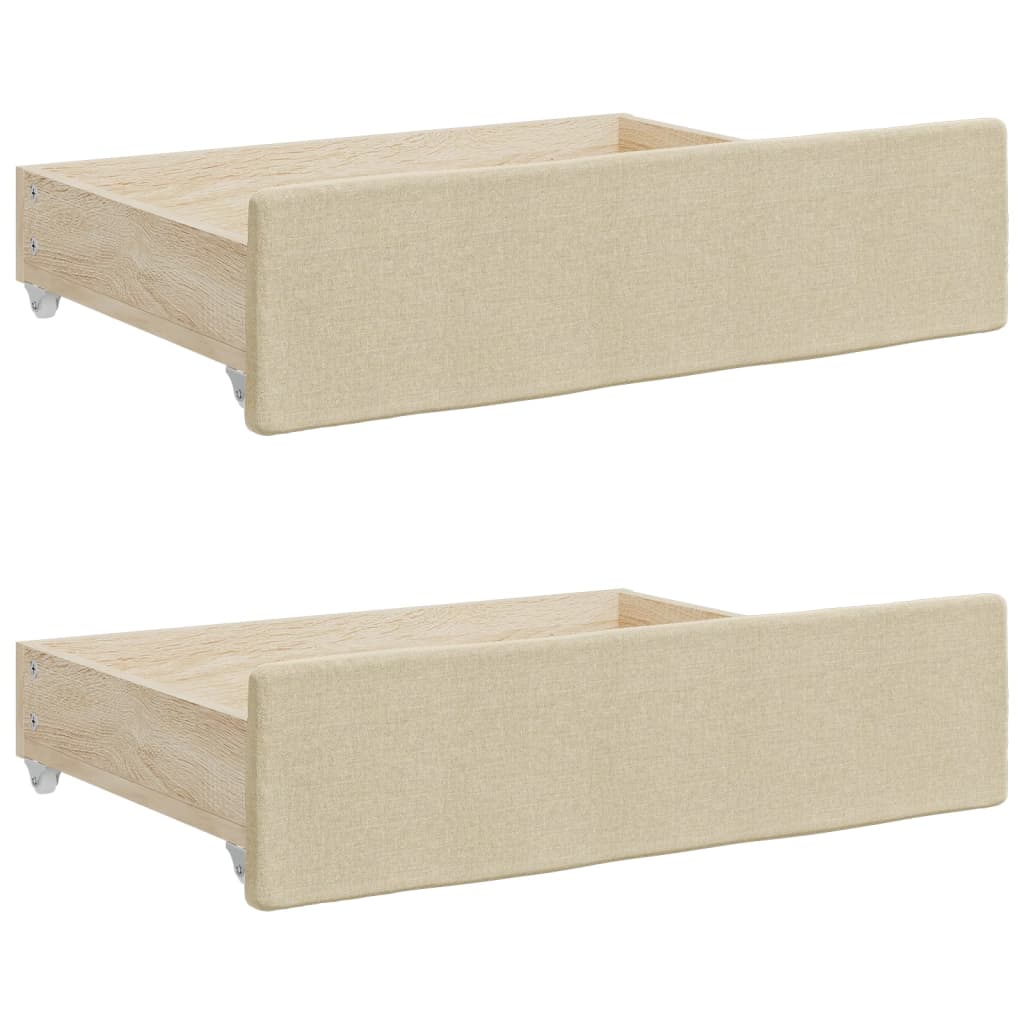 vidaXL Sofa rozsuwana z szufladami, kremowa, 90x200 cm, tkanina