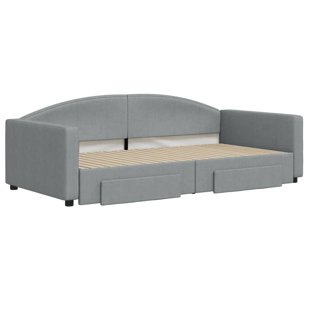 vidaXL Sofa rozsuwana z szufladami, jasnoszara, 100x200 cm, tkanina