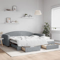 vidaXL Sofa rozsuwana z szufladami, jasnoszara, 100x200 cm, tkanina