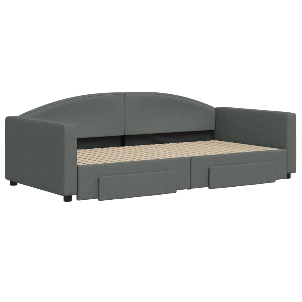 vidaXL Sofa rozsuwana z szufladami, ciemnoszara, 100x200 cm, tkanina