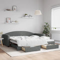 vidaXL Sofa rozsuwana z szufladami, ciemnoszara, 100x200 cm, tkanina