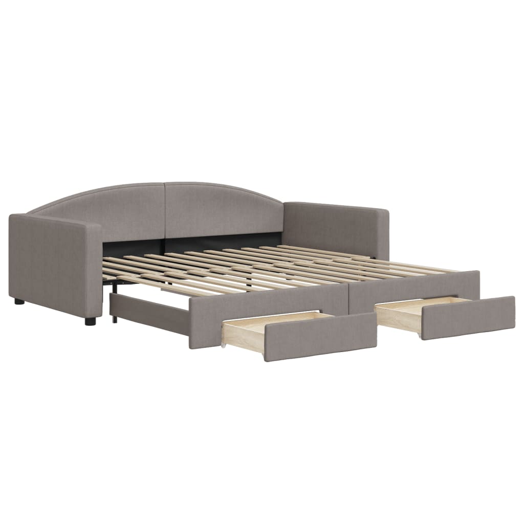 vidaXL Sofa rozsuwana z szufladami, taupe, 100x200 cm, tkanina