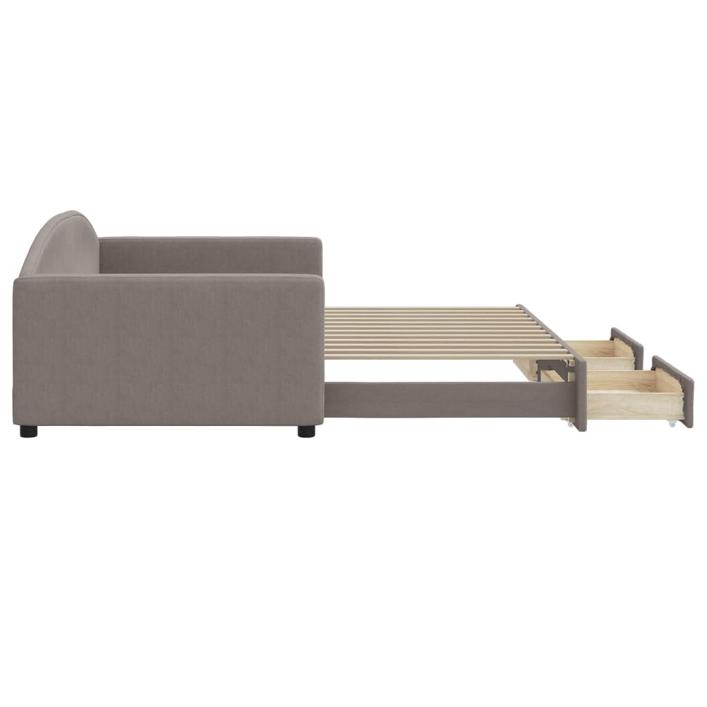 vidaXL Sofa rozsuwana z szufladami, taupe, 100x200 cm, tkanina