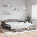 vidaXL Sofa rozsuwana z szufladami, taupe, 100x200 cm, tkanina