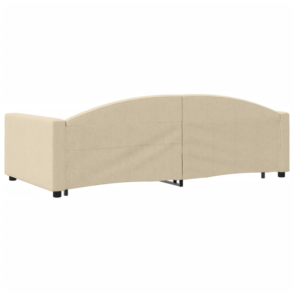 vidaXL Sofa rozsuwana z szufladami, kremowa, 100x200 cm, tkanina
