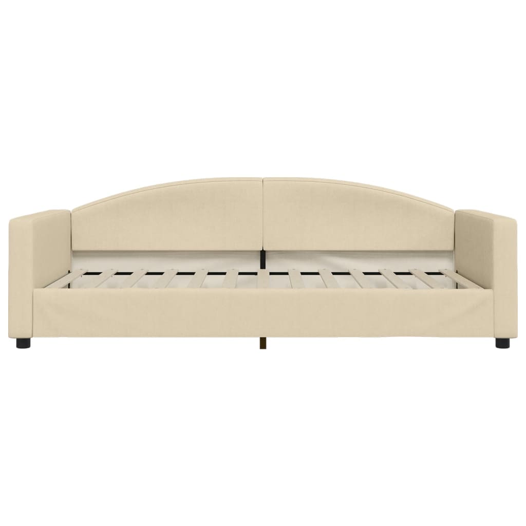 vidaXL Sofa rozsuwana z szufladami, kremowa, 100x200 cm, tkanina