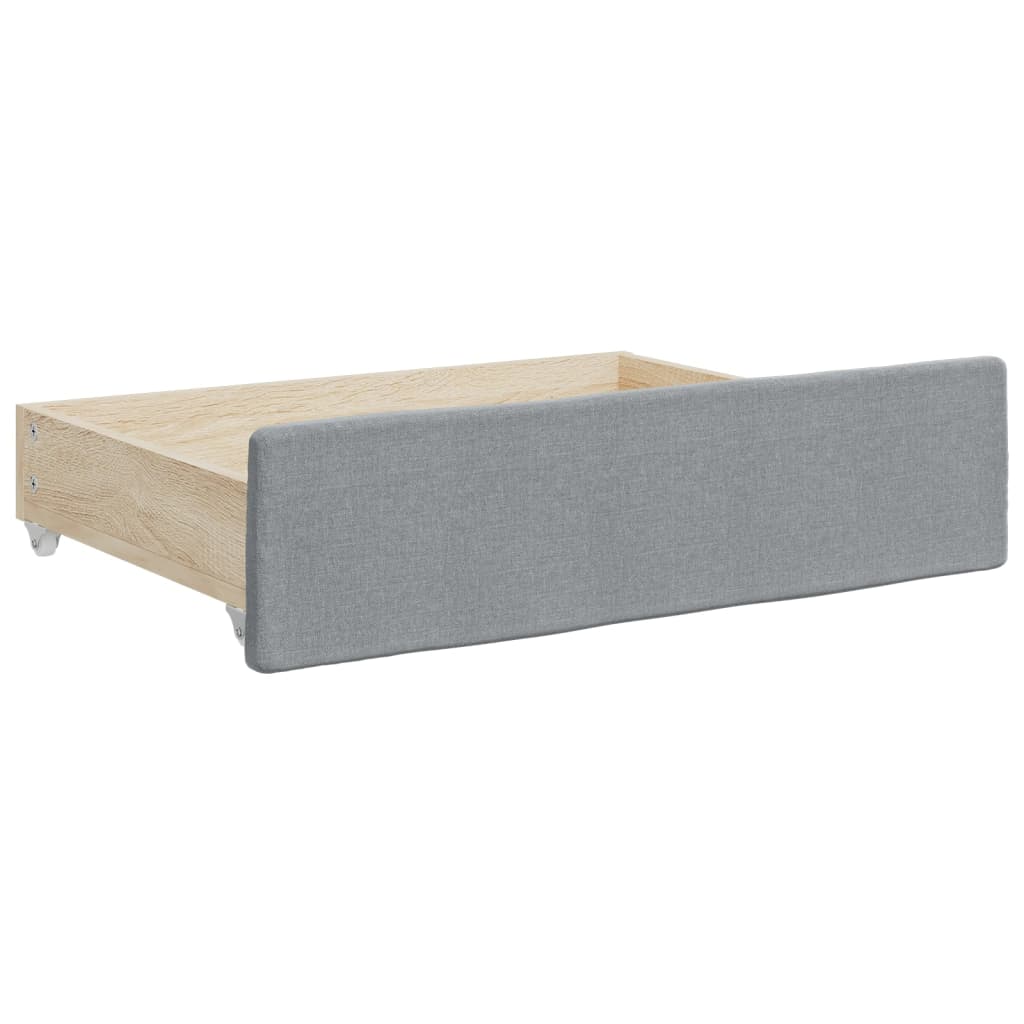 vidaXL Sofa rozsuwana z szufladami, jasnoszara, 90x190 cm, tkanina