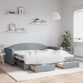 vidaXL Sofa rozsuwana z szufladami, jasnoszara, 90x190 cm, tkanina