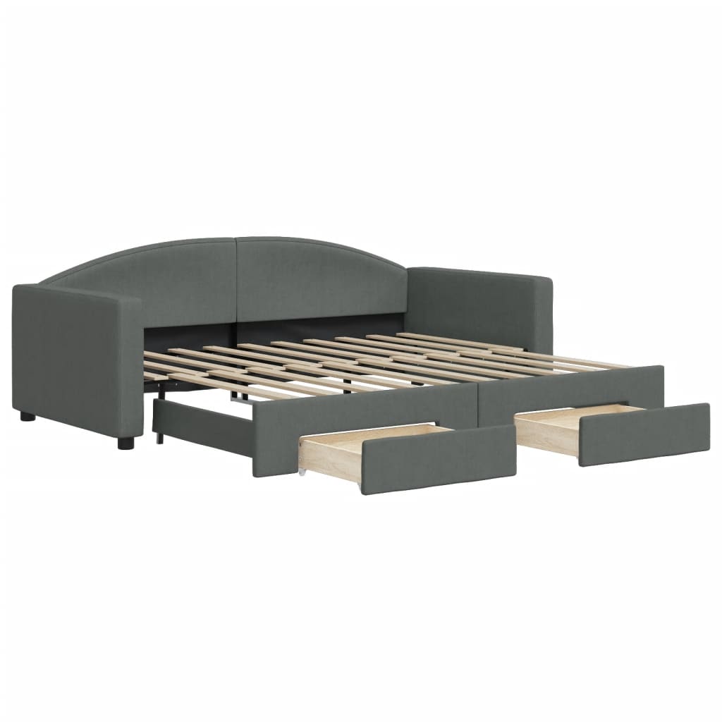 vidaXL Sofa rozsuwana z szufladami, ciemnoszara, 90x190 cm, tkanina