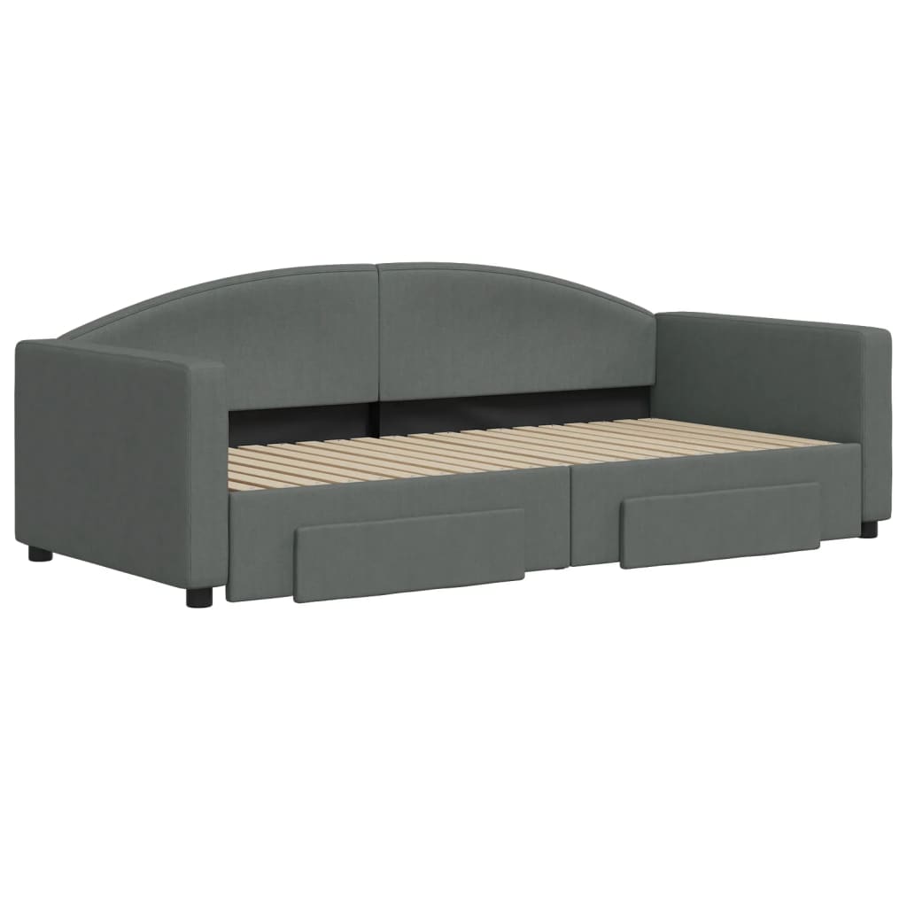 vidaXL Sofa rozsuwana z szufladami, ciemnoszara, 90x190 cm, tkanina