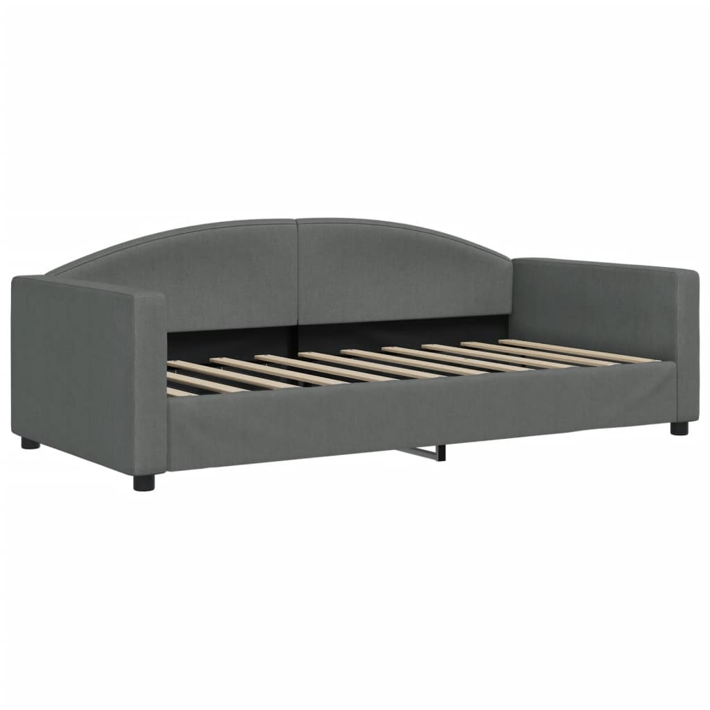 vidaXL Sofa rozsuwana z szufladami, ciemnoszara, 90x190 cm, tkanina