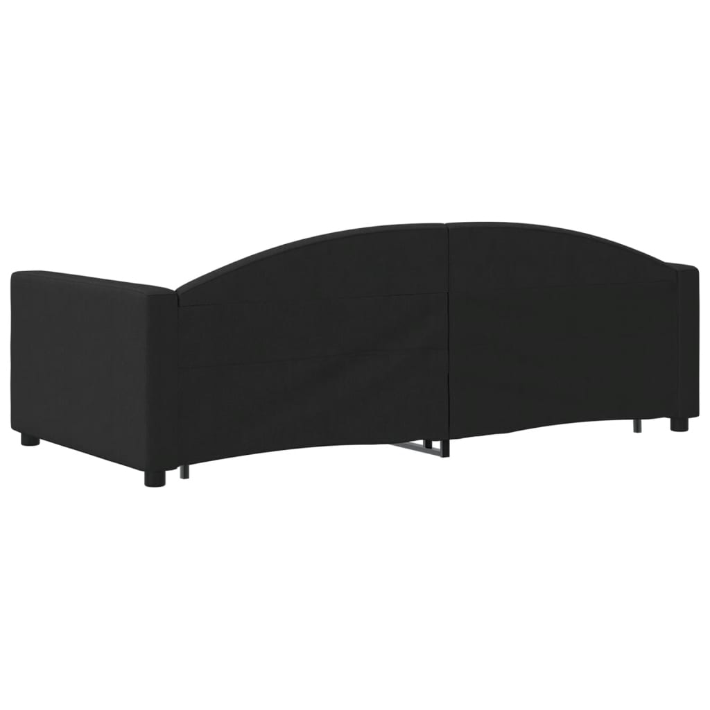 vidaXL Sofa rozsuwana z szufladami, czarna, 90x190 cm, tkanina