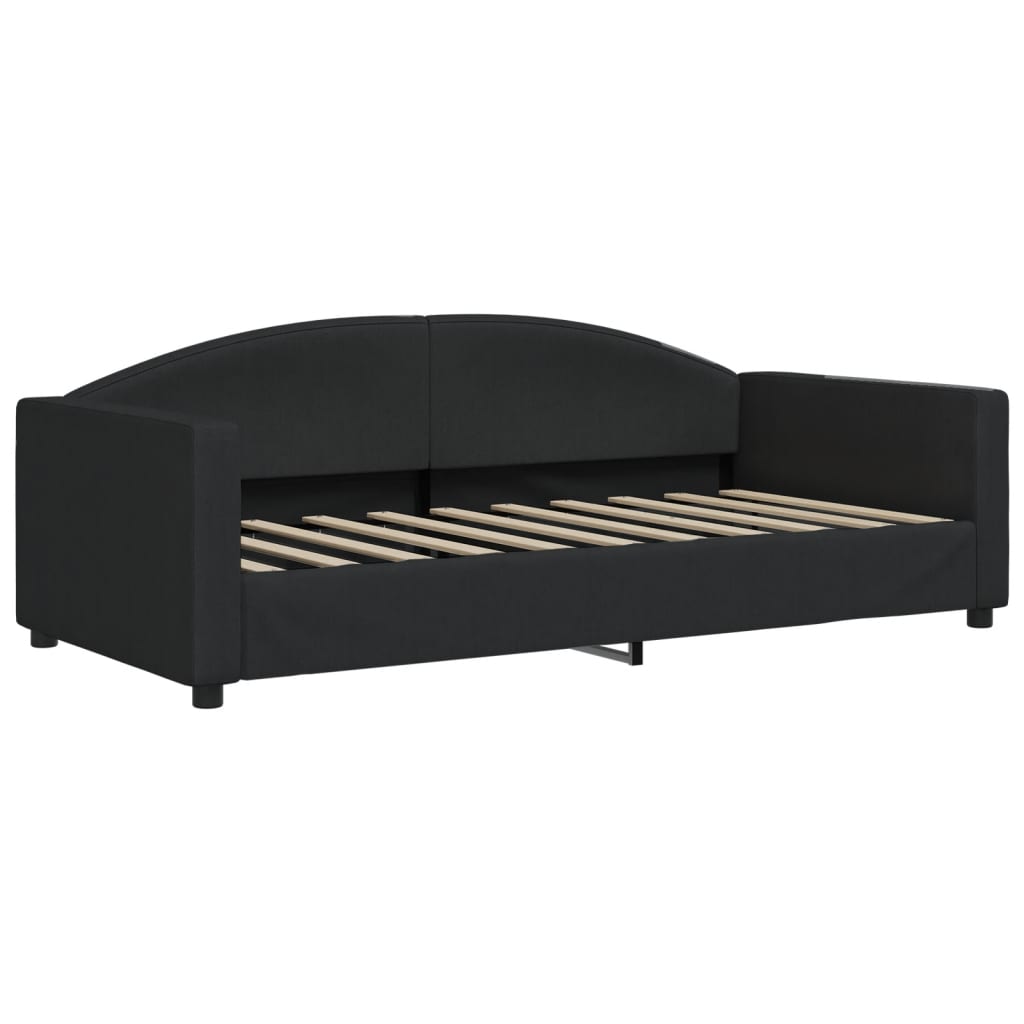 vidaXL Sofa rozsuwana z szufladami, czarna, 90x190 cm, tkanina