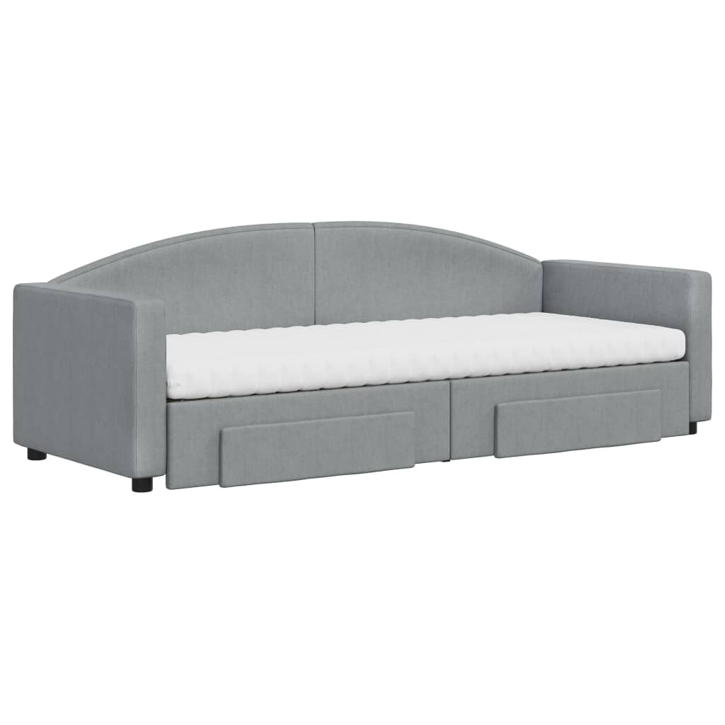vidaXL Sofa rozsuwana z szufladami, jasnoszara, 80x200 cm, tkanina