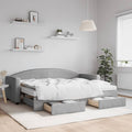 vidaXL Sofa rozsuwana z szufladami, jasnoszara, 80x200 cm, tkanina