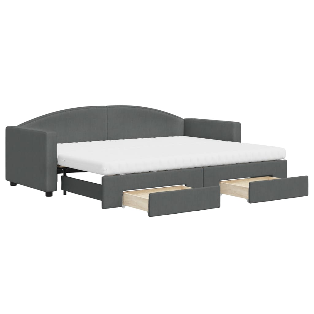 vidaXL Sofa rozsuwana z szufladami, ciemnoszara, 80x200 cm, tkanina