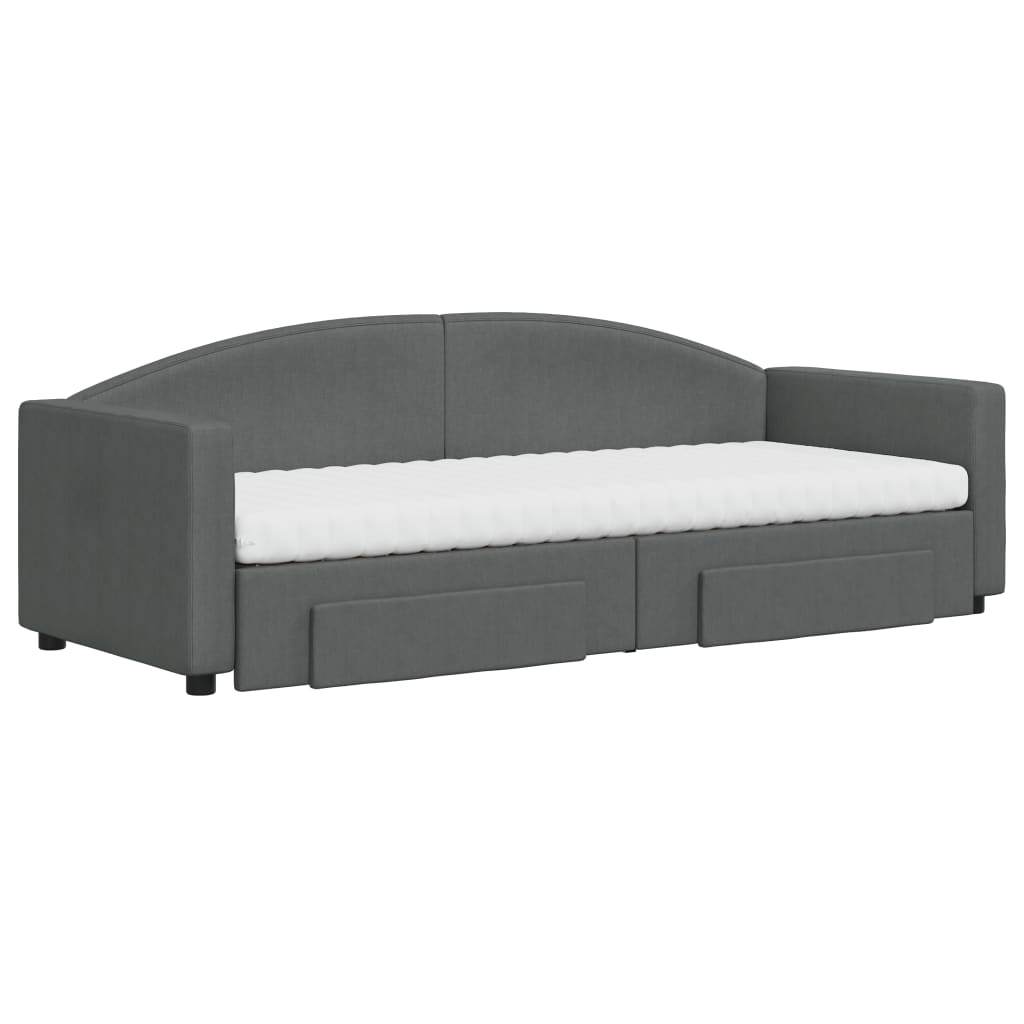vidaXL Sofa rozsuwana z szufladami, ciemnoszara, 80x200 cm, tkanina