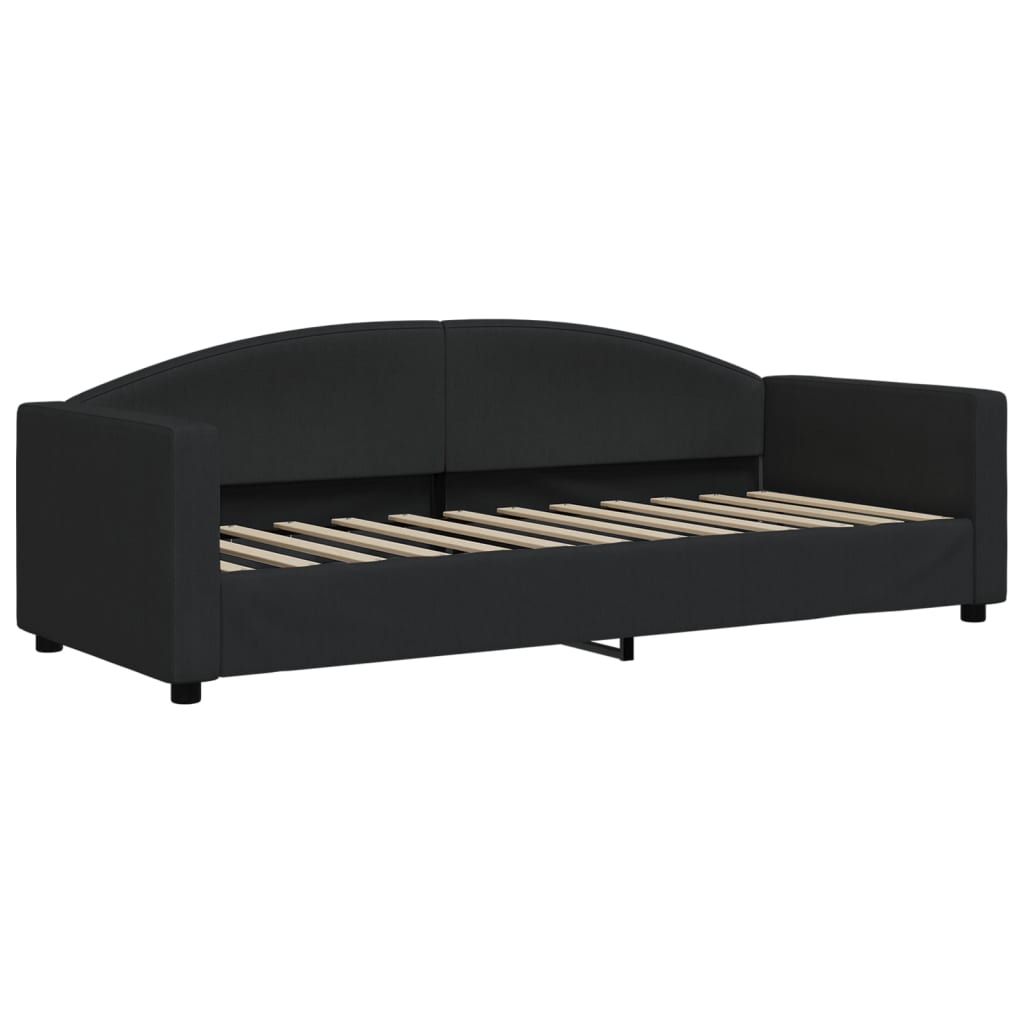 vidaXL Sofa rozsuwana z szufladami, czarna, 80x200 cm, tkanina